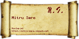 Mitru Imre névjegykártya